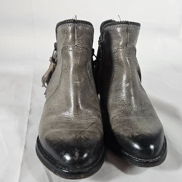 Circle G Gray Booties Women's Size 5 Fringe Zipper Closure - Picture 4 of 9